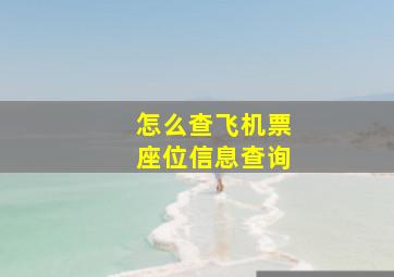 怎么查飞机票座位信息查询