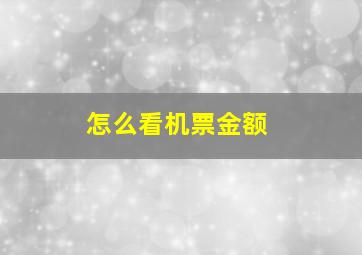 怎么看机票金额