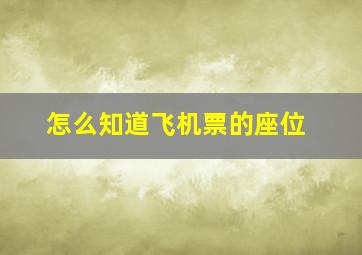 怎么知道飞机票的座位