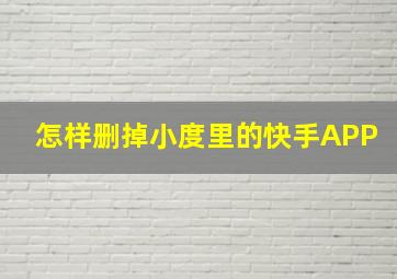 怎样删掉小度里的快手APP