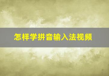 怎样学拼音输入法视频