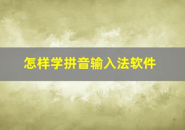 怎样学拼音输入法软件