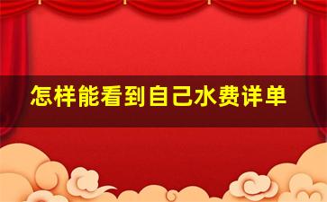 怎样能看到自己水费详单