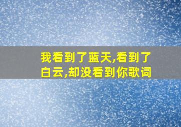 我看到了蓝天,看到了白云,却没看到你歌词