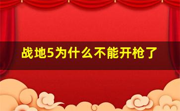 战地5为什么不能开枪了