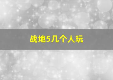 战地5几个人玩