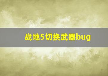 战地5切换武器bug