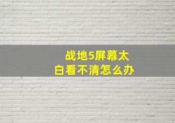 战地5屏幕太白看不清怎么办