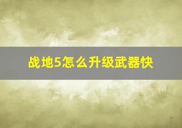 战地5怎么升级武器快