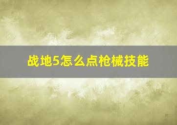 战地5怎么点枪械技能