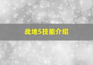 战地5技能介绍