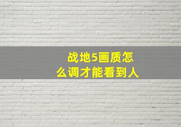 战地5画质怎么调才能看到人