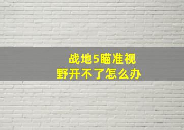 战地5瞄准视野开不了怎么办