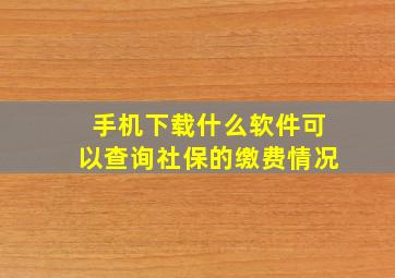 手机下载什么软件可以查询社保的缴费情况