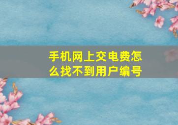 手机网上交电费怎么找不到用户编号