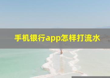 手机银行app怎样打流水