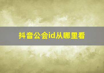 抖音公会id从哪里看