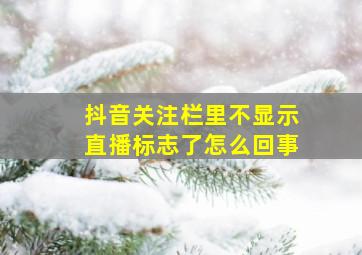 抖音关注栏里不显示直播标志了怎么回事