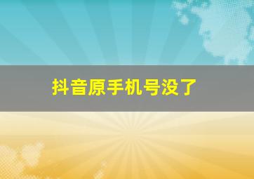 抖音原手机号没了