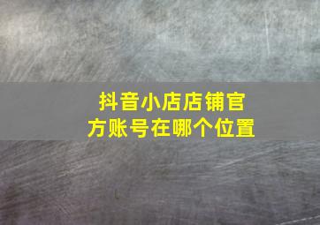 抖音小店店铺官方账号在哪个位置