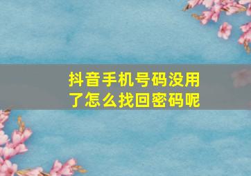 抖音手机号码没用了怎么找回密码呢