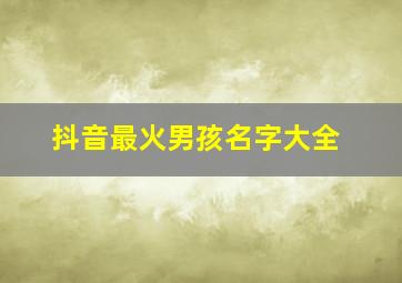 抖音最火男孩名字大全