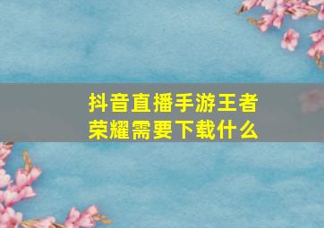 抖音直播手游王者荣耀需要下载什么