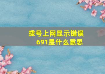 拨号上网显示错误691是什么意思