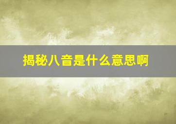 揭秘八音是什么意思啊