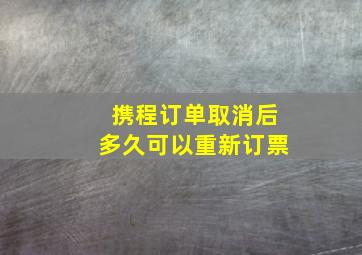 携程订单取消后多久可以重新订票