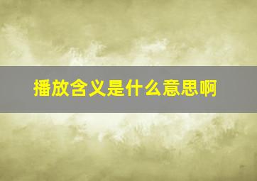 播放含义是什么意思啊