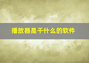 播放器是干什么的软件