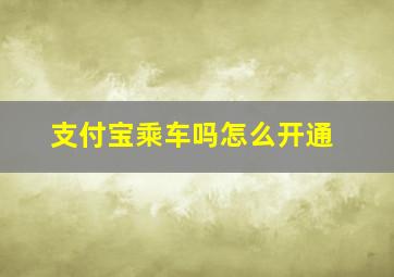 支付宝乘车吗怎么开通