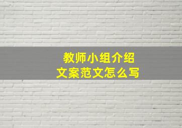 教师小组介绍文案范文怎么写