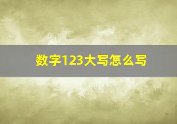 数字123大写怎么写