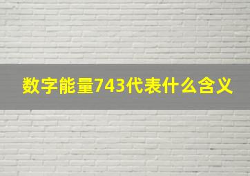 数字能量743代表什么含义