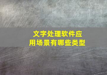 文字处理软件应用场景有哪些类型