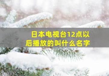 日本电视台12点以后播放的叫什么名字