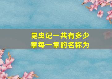 昆虫记一共有多少章每一章的名称为