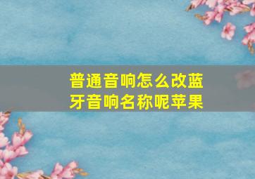 普通音响怎么改蓝牙音响名称呢苹果