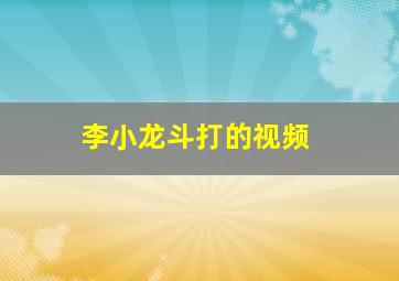 李小龙斗打的视频