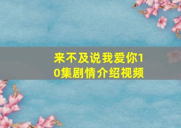 来不及说我爱你10集剧情介绍视频