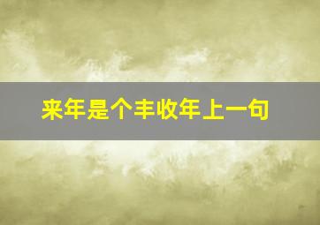 来年是个丰收年上一句