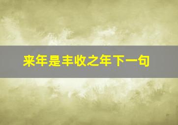 来年是丰收之年下一句