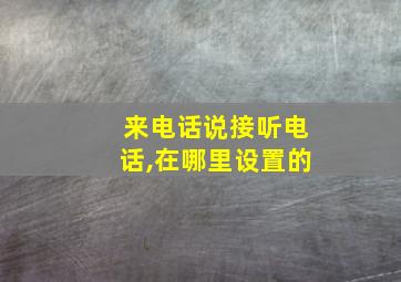 来电话说接听电话,在哪里设置的