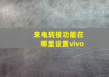 来电转接功能在哪里设置vivo