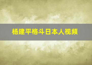 杨建平格斗日本人视频