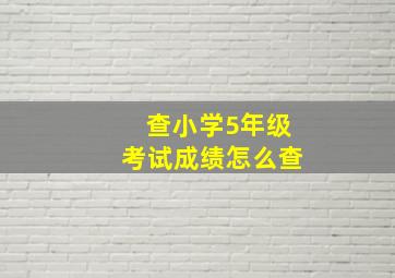 查小学5年级考试成绩怎么查