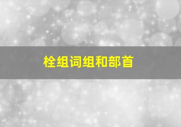 栓组词组和部首