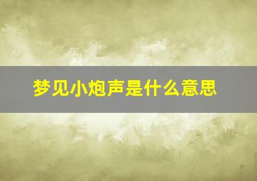 梦见小炮声是什么意思